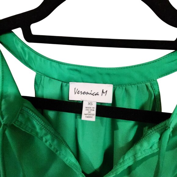 Veronica M Womens Sleeveless Emerald Green Keyhole Top XS Imported Fabric - Picture 3 of 3